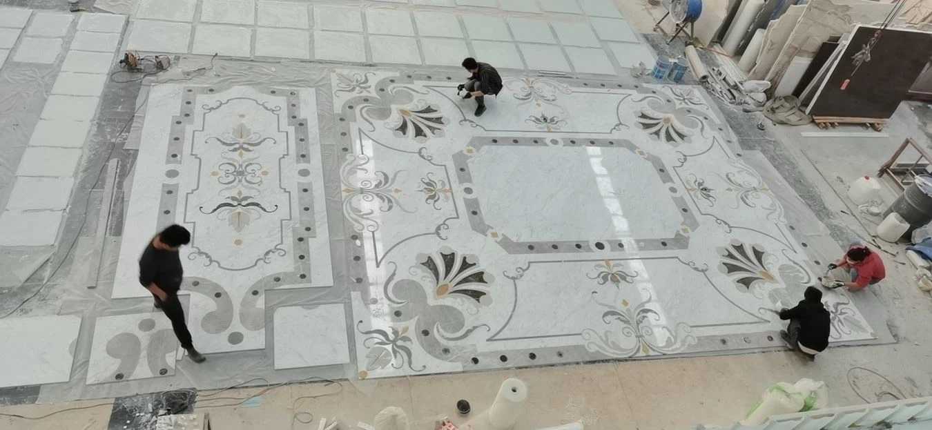 marble medallion waterjet inlay