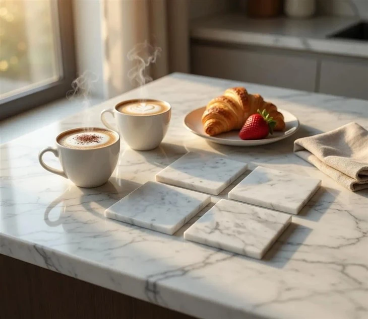 White Carrara Marble Coasters For Home Use suppliers