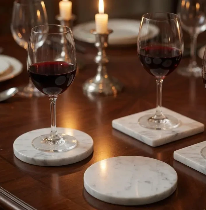White Carrara Marble Coasters For Home Use factory