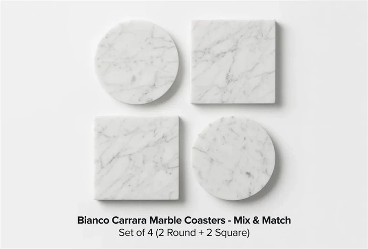 White Carrara Marble Coasters For Home Use high quality