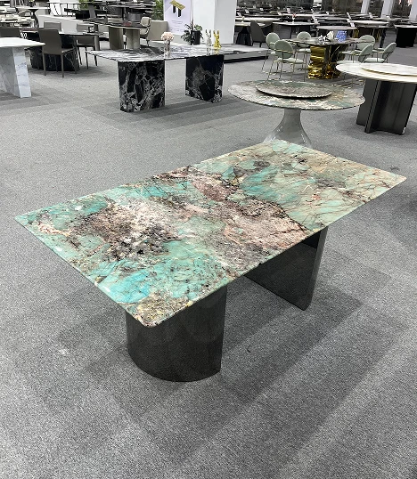 Amazon Green Luxury Stone Rectangular Dining Table