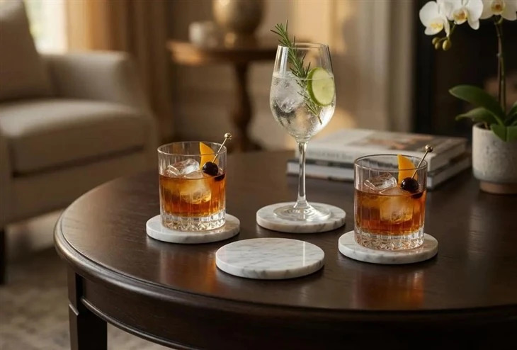 White Carrara Marble Coasters For Home Use best