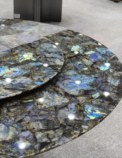 Blue Labrodorite Luxury Stone Round Dining Table For 6 factory