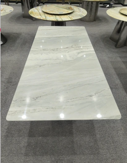 Brazilian Calacatta White Marble Dining Table With A Rectangular Design suppliers