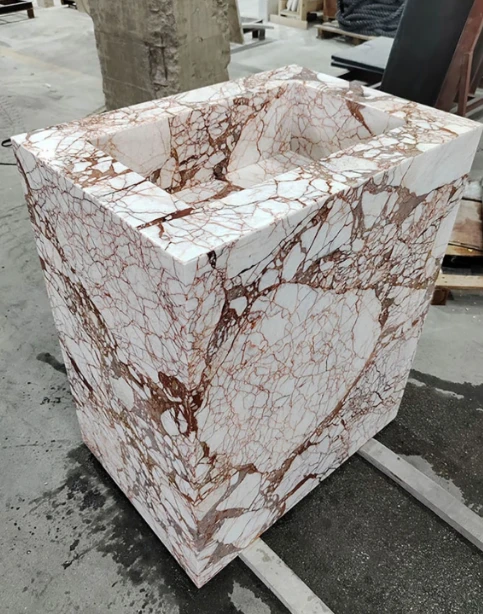 Bulgari Red Marble Pedestal Sink factory