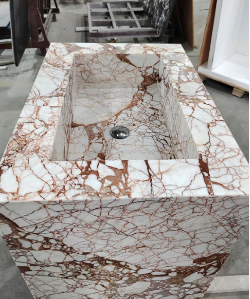 Bulgari Red Marble Pedestal Sink