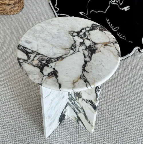 Calacatta Viola Marble Side Table Round Table