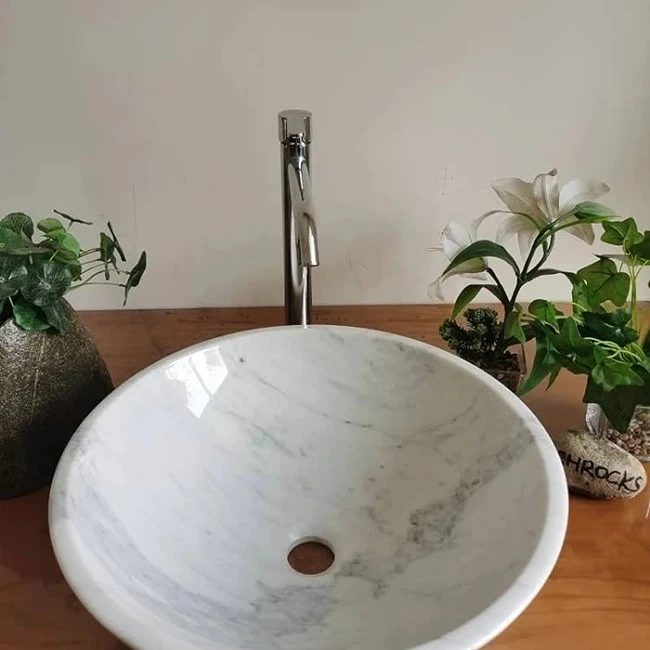 Carrara White Round Washing Basin Stone in Bathroom best