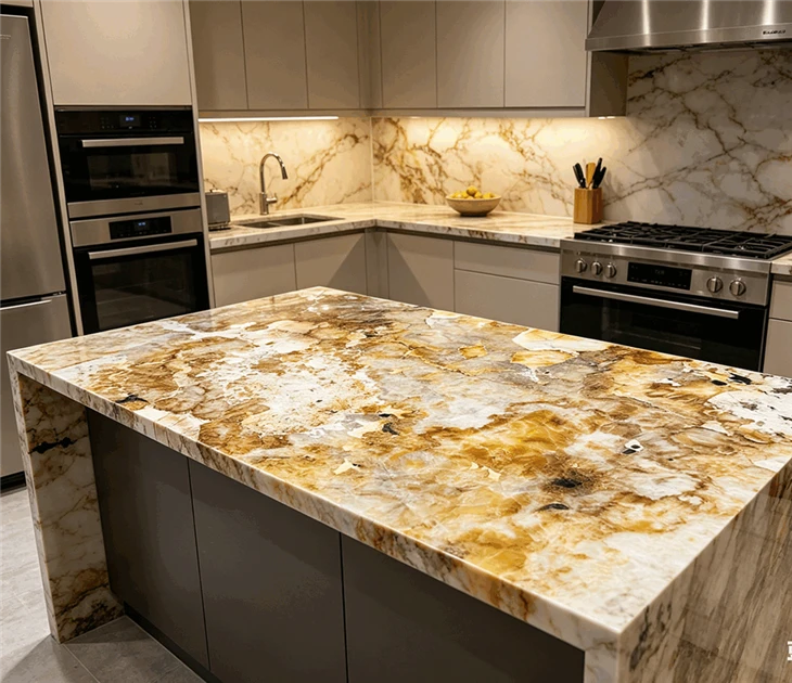 Exotic Backlit Stone Patagonia Gold Quartzite Slabs high quality
