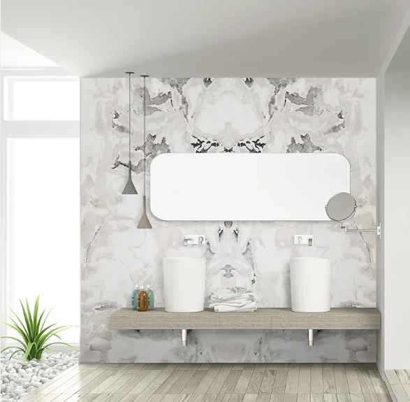 Fendi White Marble Kitchen Countertop Background Wall Floor Decor suppliers