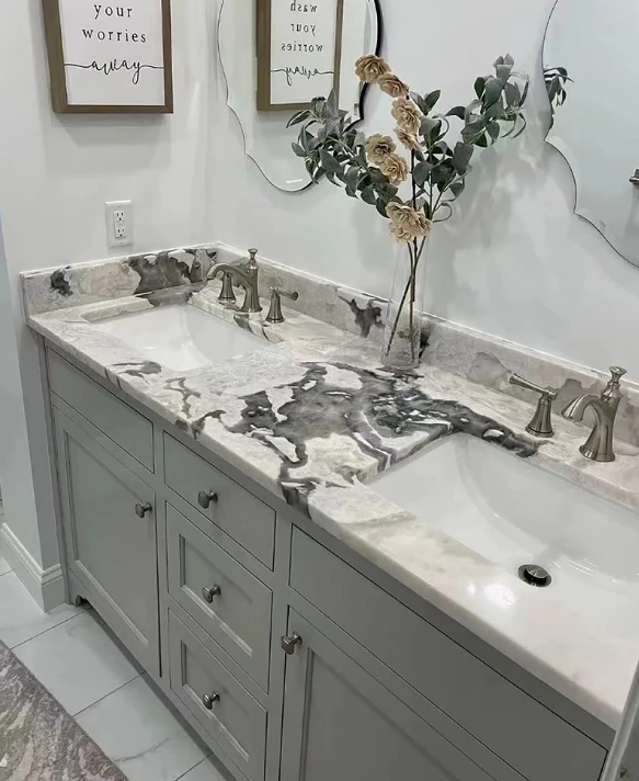 Fendi White Marble Kitchen Countertop Background Wall Floor Decor manufacturers