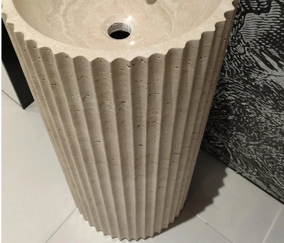 Fluted Travertine Pedestal Sink best