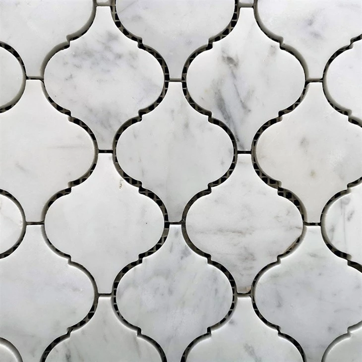 Lantern/ Arabesque White Marble Mosaic Tile