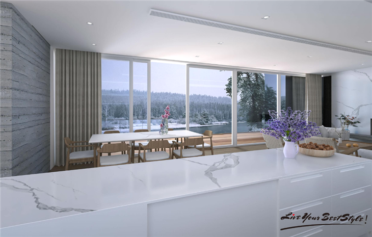 Large Format Porcelain Slabs Alpine White Sintered Stone Kitchen Countertops suppliers