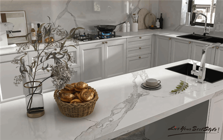 Large Format Porcelain Slabs Alpine White Sintered Stone Kitchen Countertops