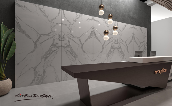 Large Format Porcelain Slabs Calacatta Kataba White Sintered Stone Thin Veneer Stone factory