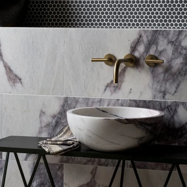 Lilac White Marble Round Basin factory