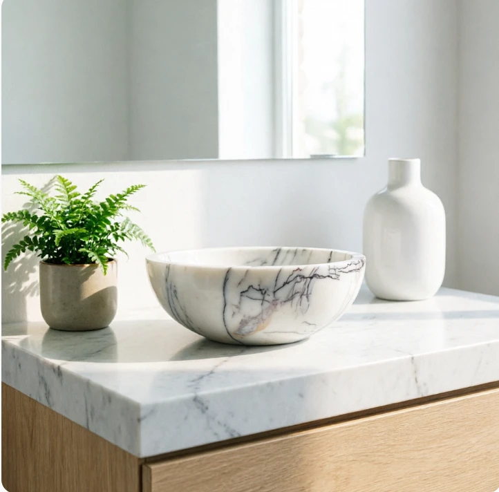 Lilac White Marble Round Basin high quality
