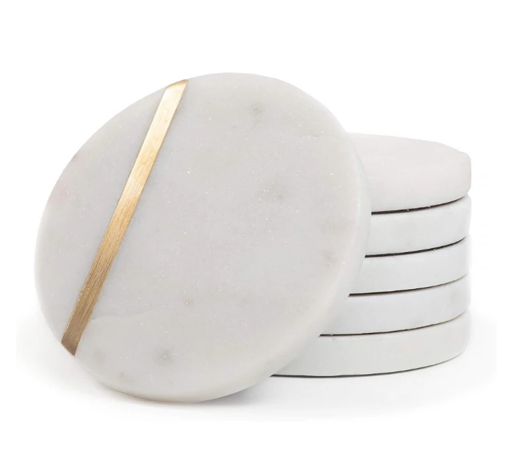 Marble Drink Coasters With Gold Brass Inlay price
