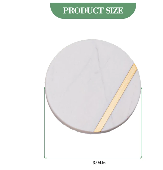 Marble Drink Coasters With Gold Brass Inlay suppliers