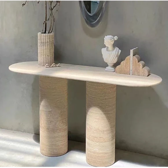 Narrow Travertine Console Table