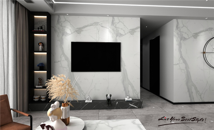 Piedra Sinterizada Bendable Stone Calacatta White Sintered Stone Wall Tile Panels-white