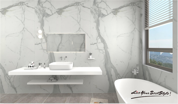 Piedra Sinterizada Bendable Stone Calacatta White Sintered Stone Wall Tile Panels-white high quality
