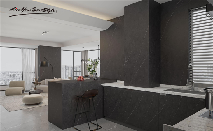 Piedra Sinterizada Engineered Stone Armani Dark Gray Sintered Stonestone Panel Wallboard high quality