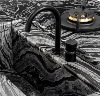 Black Forest /Black Tree Marble For Bathroom Sink Vanity Top Dining Table
