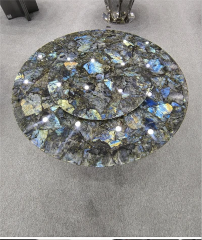 Blue Labrodorite Luxury Stone Round Dining Table For 6