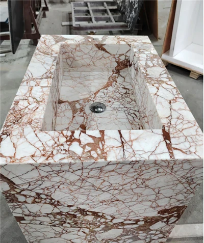 Bulgari Red Marble Pedestal Sink