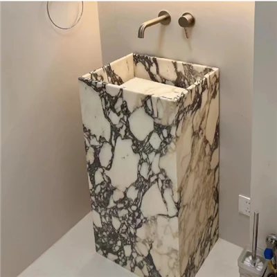 Calacatta Viola Marble Pedestal Sink