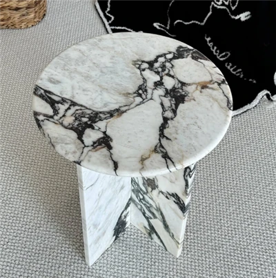 Calacatta Viola Marble Side Table Round Table