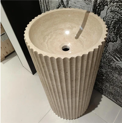 Fluted Travertine Pedestal Sink