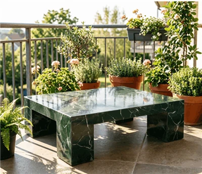Indian Green Marble Square Coffee Table