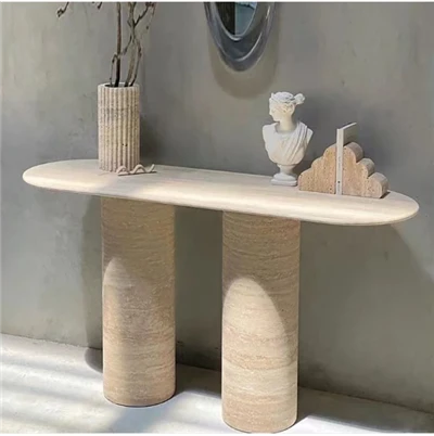 Narrow Travertine Console Table