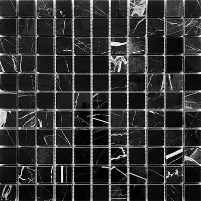 Nero Marquina Marble Square Mosaic Tile For Shower Or Bathroom Floor
