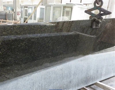 Polished Dark Green Verde Ubatuba Prefab Granite Kitchentop