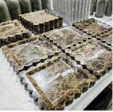 Scalloped Emperador Dark Marble Tray