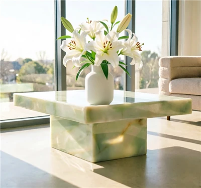 Square Green Onyx Table On Sale
