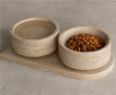 TRAVERTINE PET BOWL SET