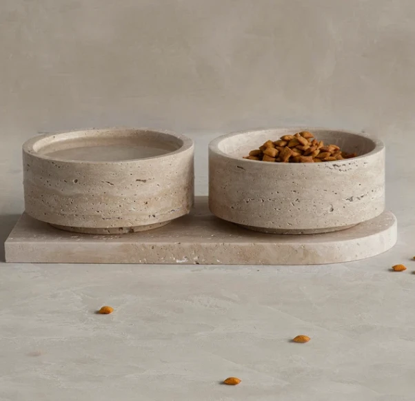 TRAVERTINE PET BOWL SET best