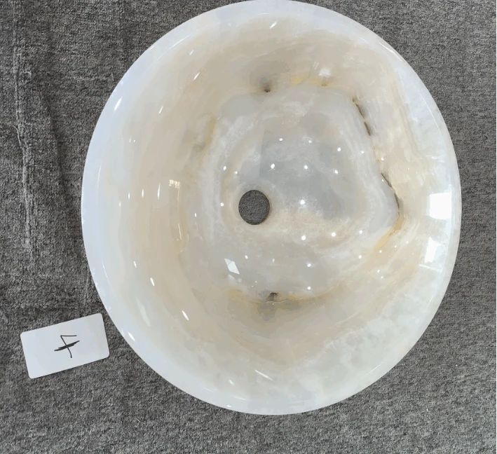 White Onyx Marble Bathroom Sink Table Top Basin Sink factory
