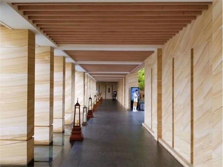 Yellow Wooden Sandstone Wall