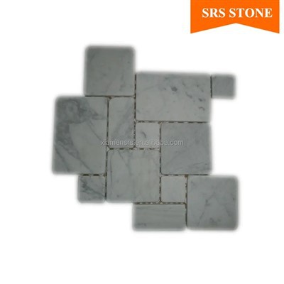 Fan Shaped Tile in Mesh Mounted White Mosaic Tile Carrara White Marble Mosaic