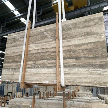 Natural Grey Marble Silver Grey Travertine Big Slab Cut To Size Tiles